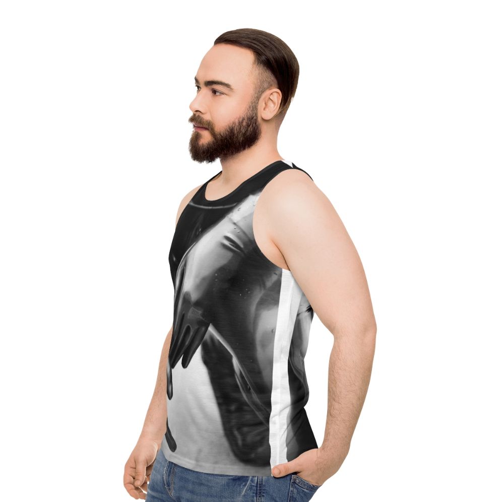 Unisex tank top with latex-inspired design - men side