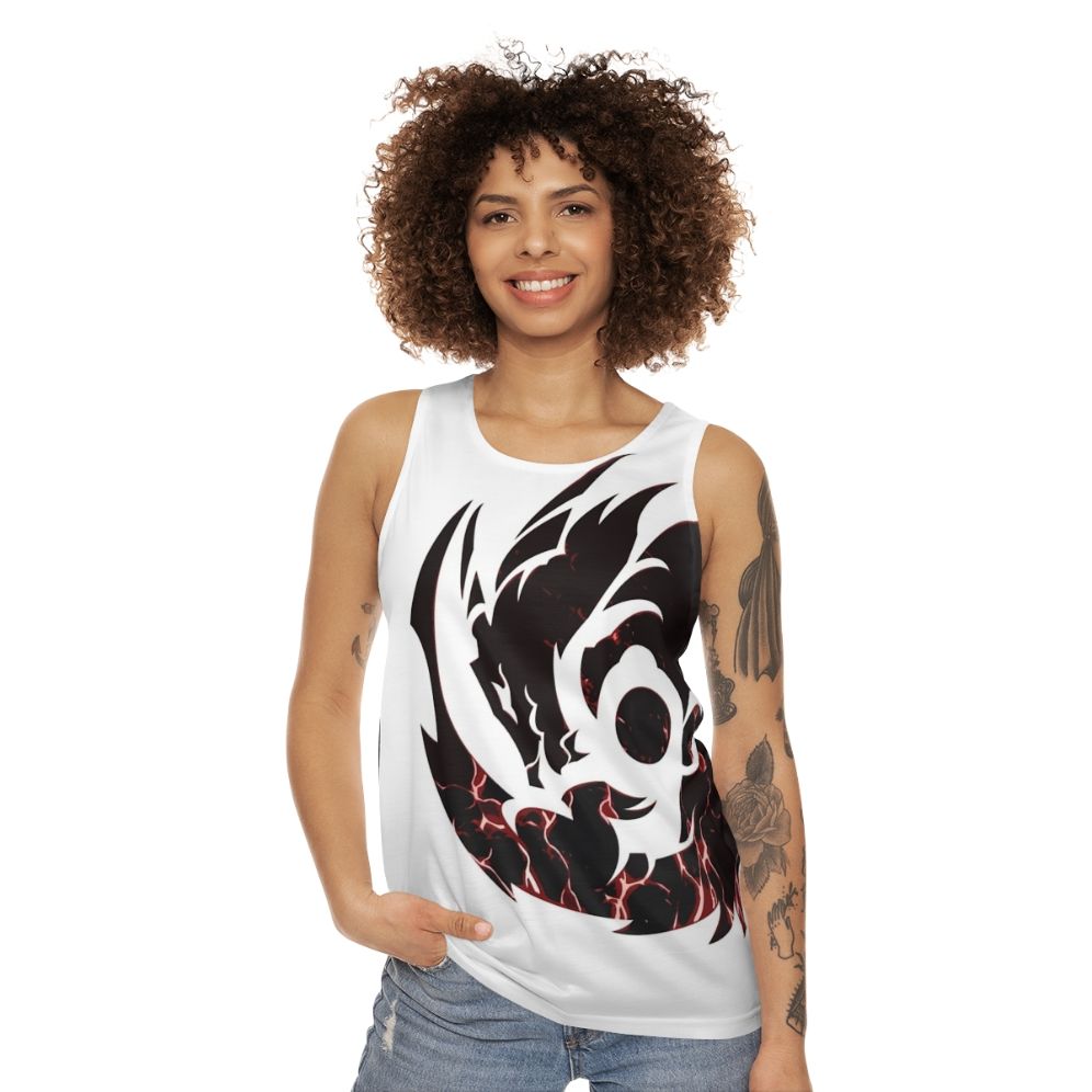 Unisex tank top with black lightning dragon fantasy creature design - women