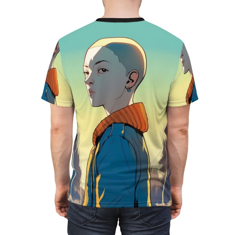 Mia Hawkins Inspired Girl AOP T-shirt with Stranger Things Imagery - men back