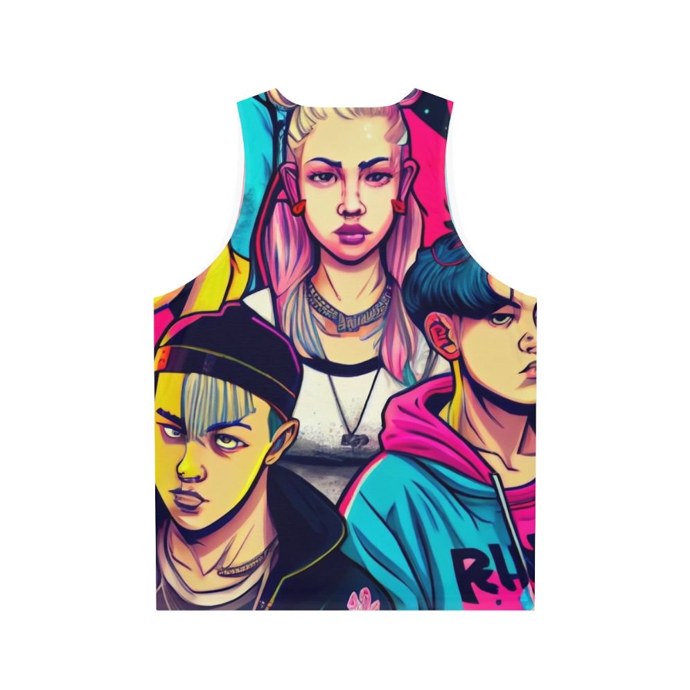 Young Royals Cyberpunk Manga Style Unisex Tank Top - Back