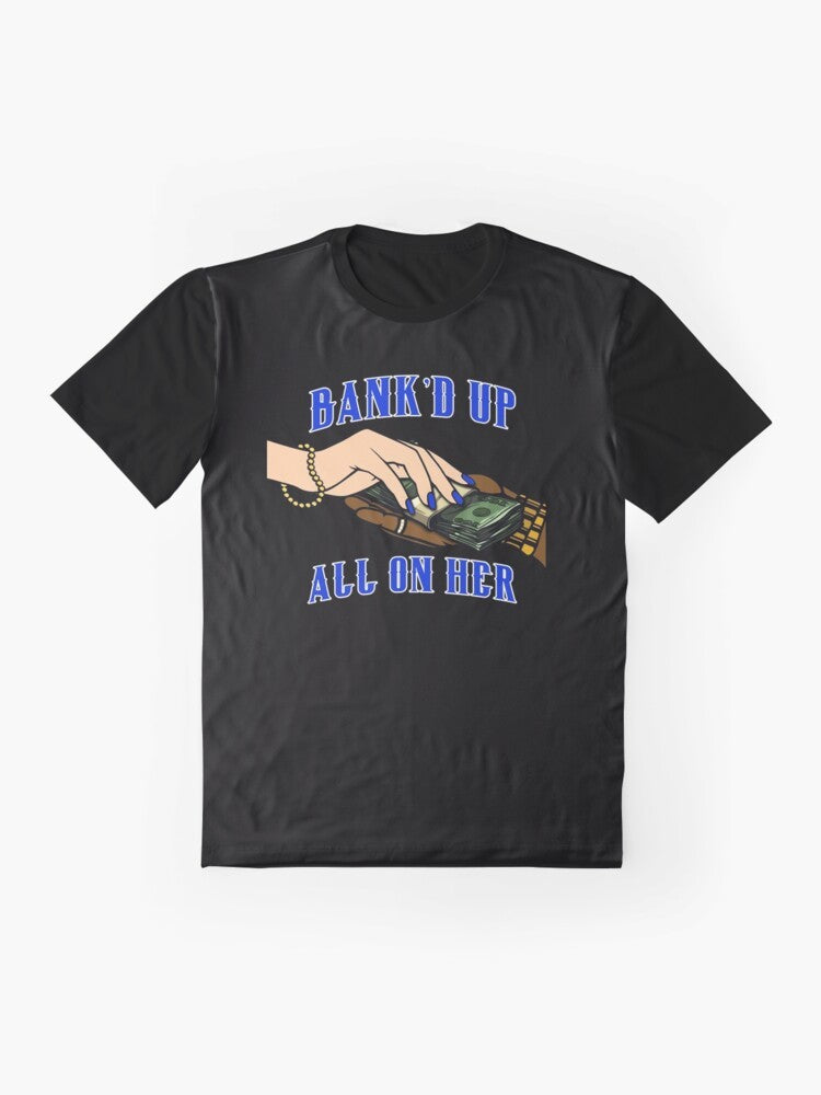 Blue and Black Graphic T-Shirt featuring Lavish D Sacramento Streetwear Design - Flat lay