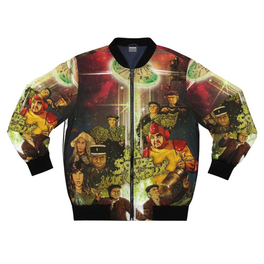 Cabbage Soup Bomber Jacket with Retro Alien and Flying Saucer Design