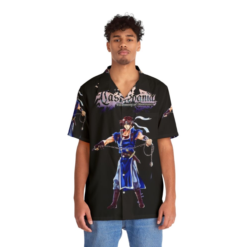 Castlevania inspired Hawaiian shirt featuring Alucard and Belmont characters - People Front