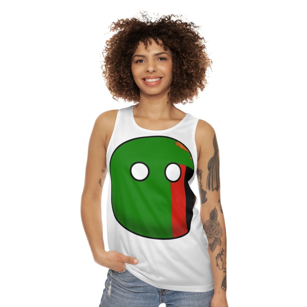 Zambia flag countryball design on a unisex tank top - women