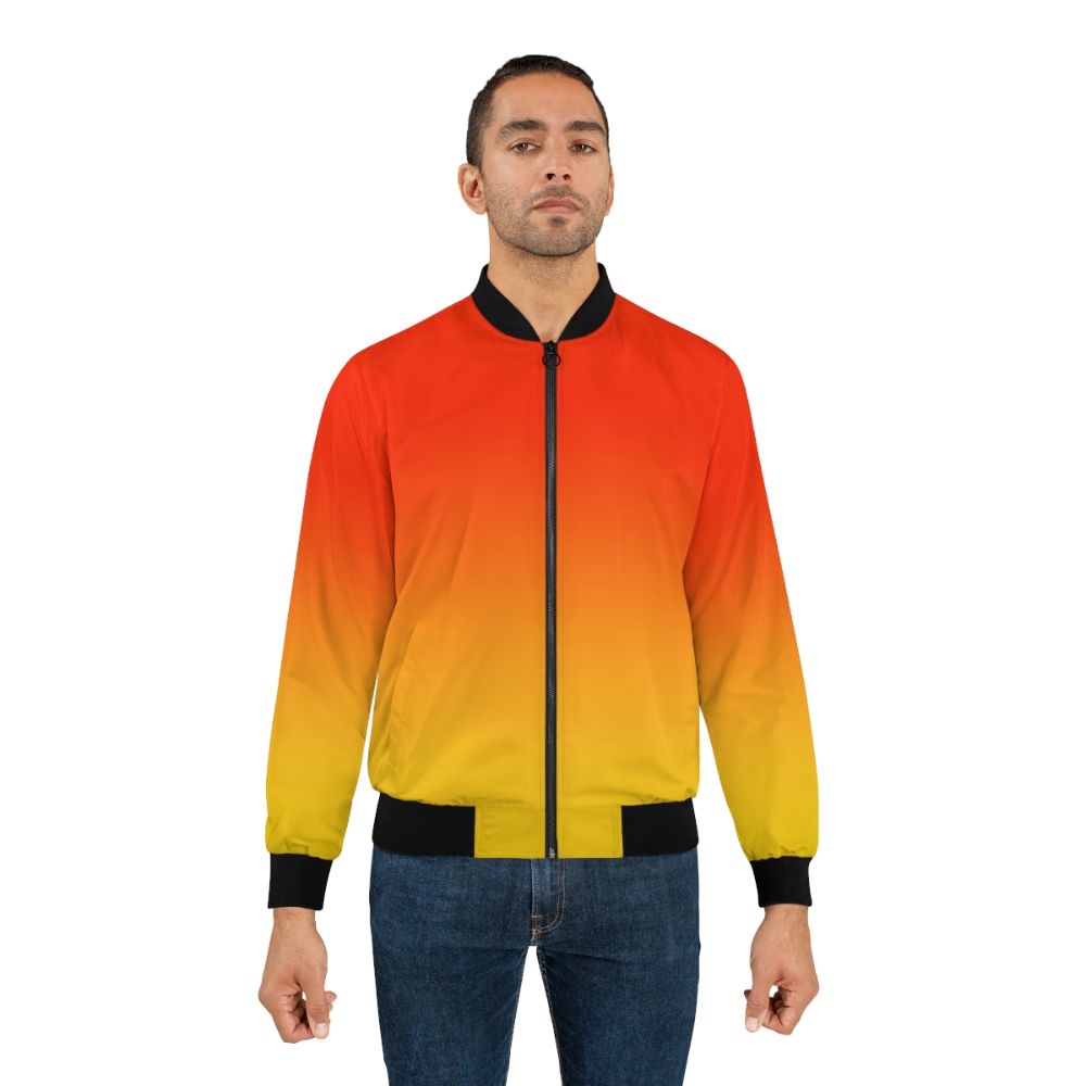 Ombre orange red gradient bomber jacket with a chic, two-tone design - Lifestyle