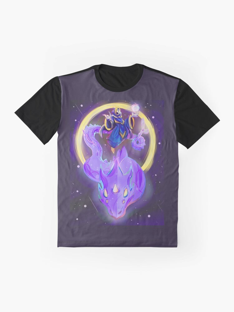 Lunatic Cultist and Phantasm Dragon graphic design for a Terraria t-shirt - Flat lay