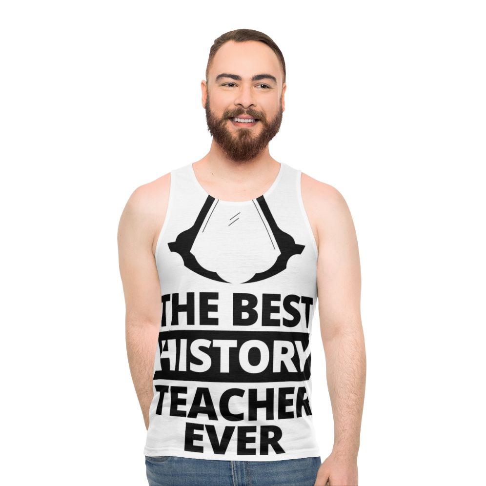 Unisex tank top with assassin-inspired design for history teachers - men