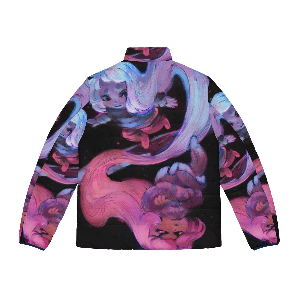 Celeste Puffer Jacket featuring the iconic character Madeline in a space-themed design - Back