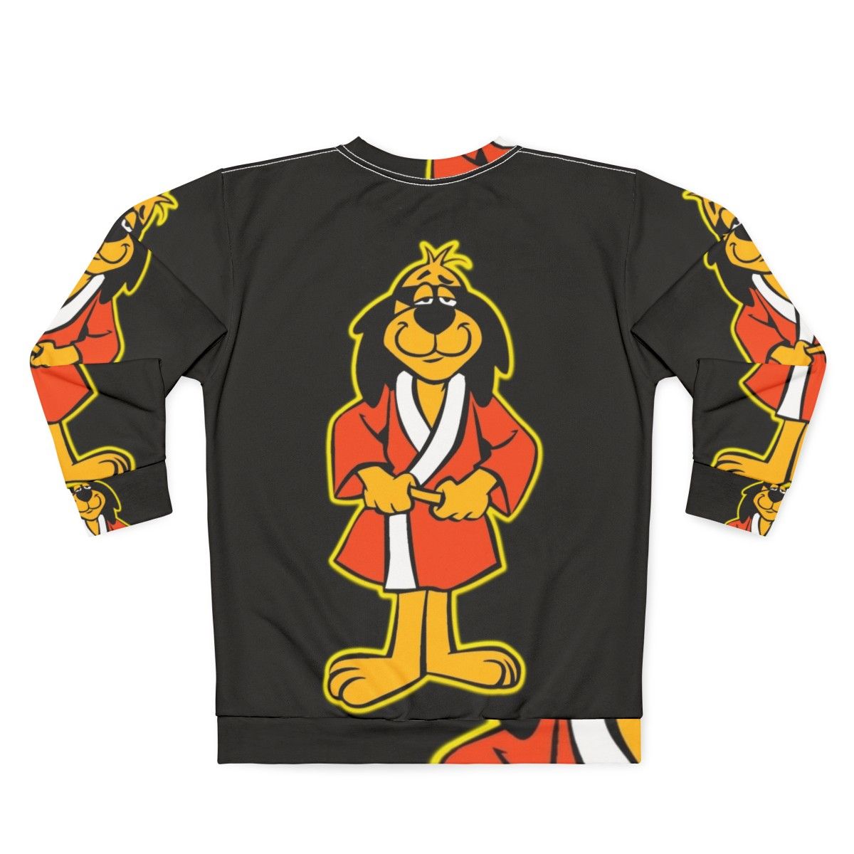 Hong Kong Phooey Cartoon Character Standing on Black Sweatshirt - Back