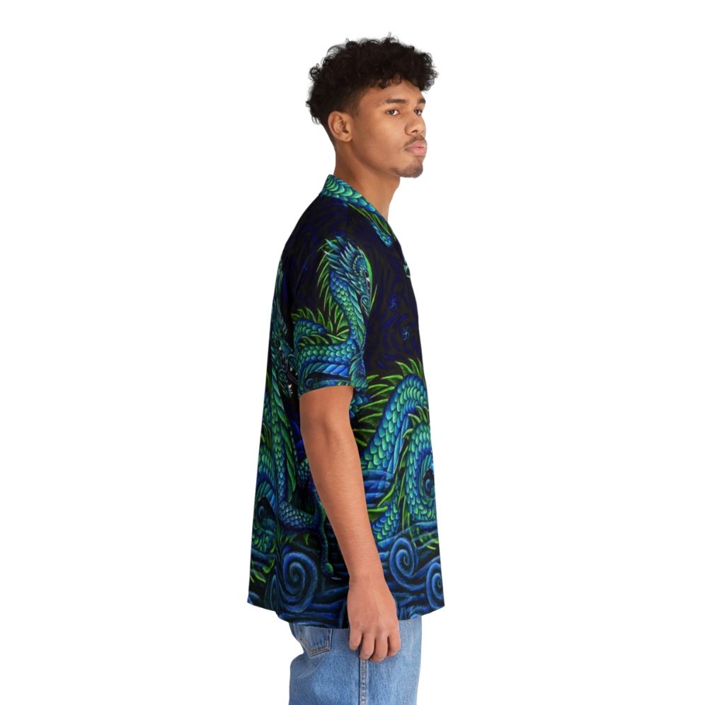 Colorful azure dragon printed on a Hawaiian shirt - People Pight