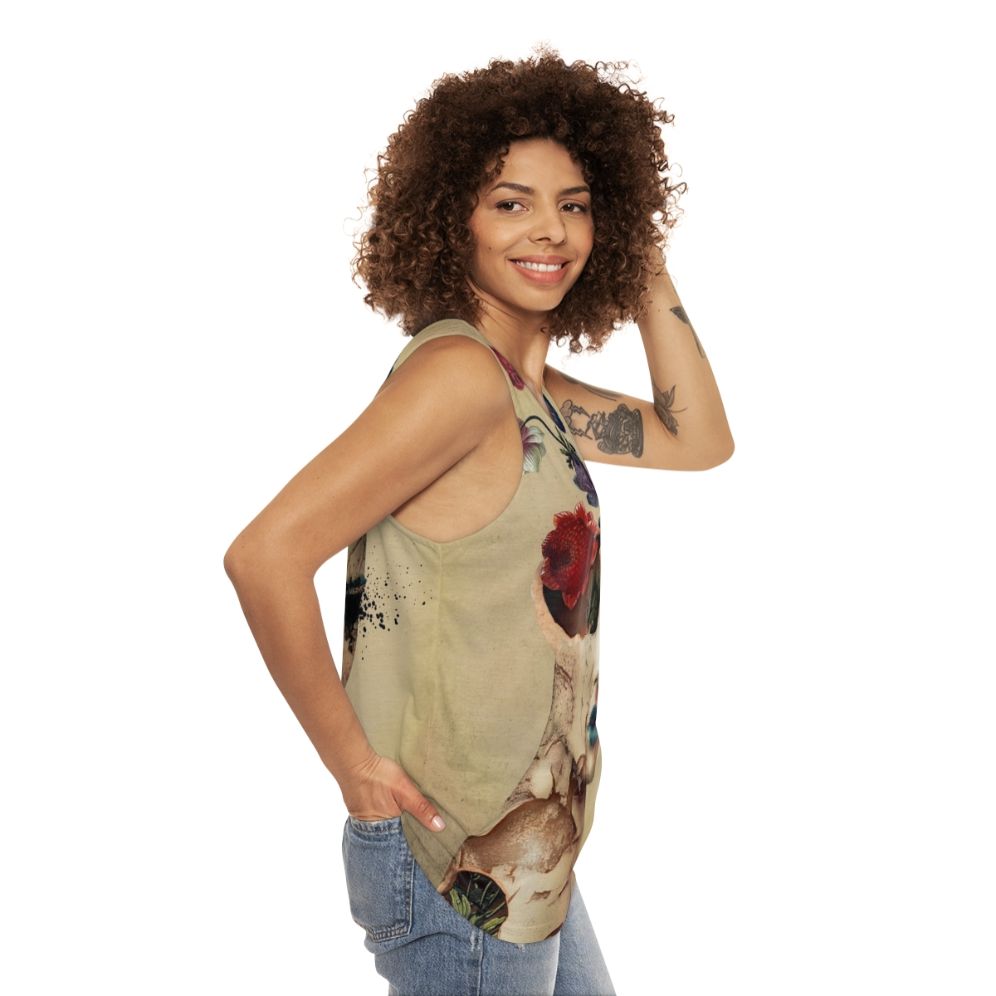 Broken Beauty Unisex Floral Grunge Digital Art Tank Top - women side