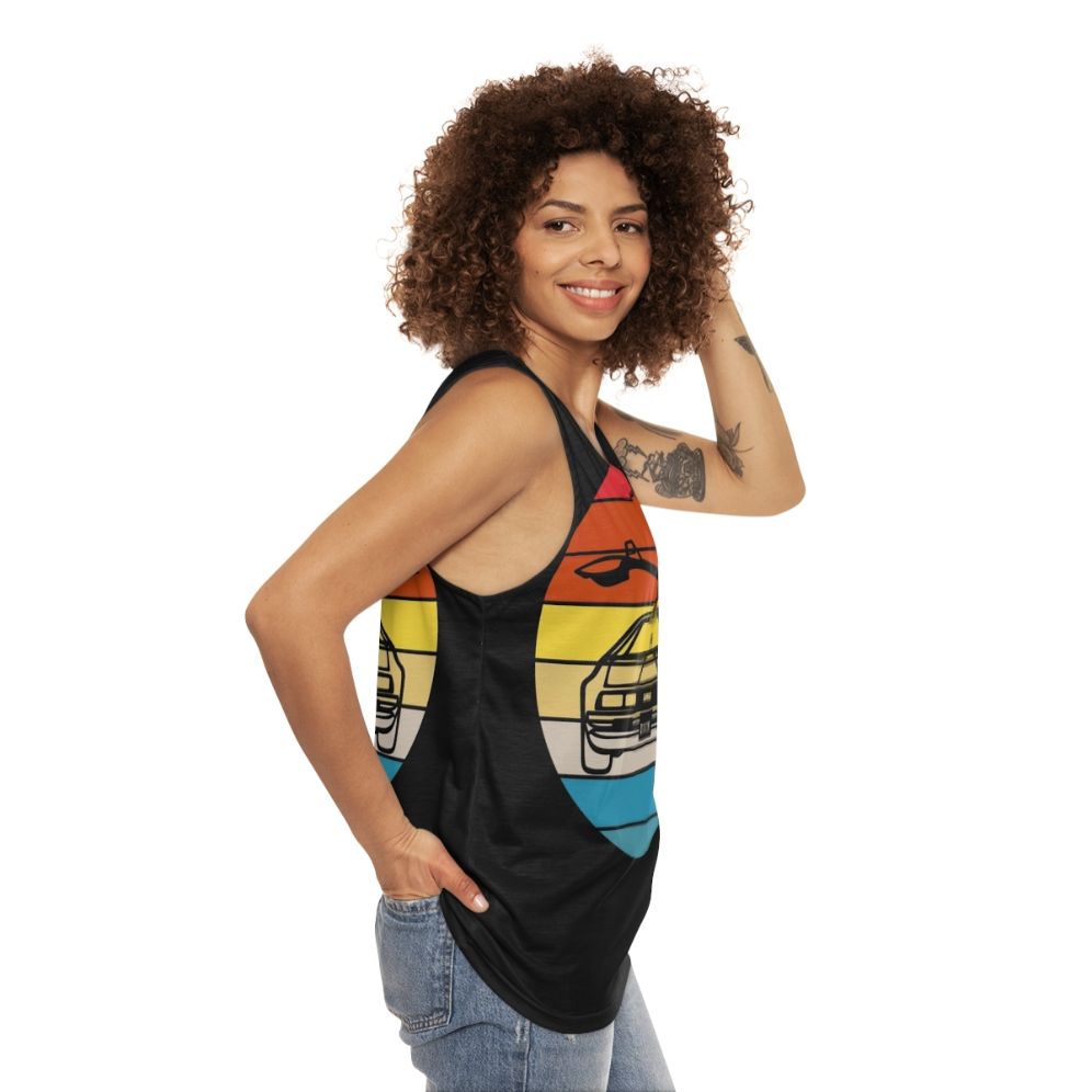 Delorean Sunset Unisex Tank Top - women side