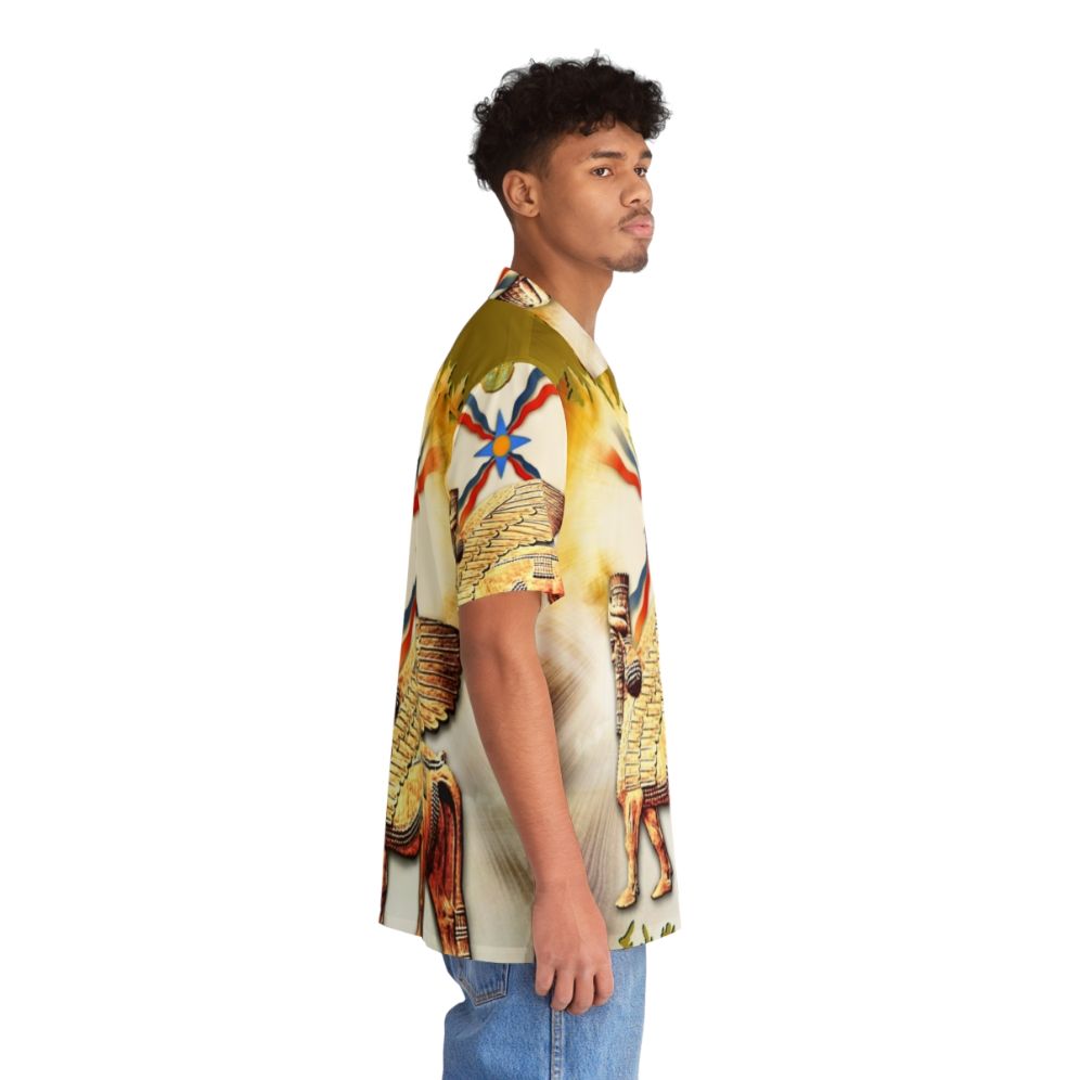 Assyrian Hawaiian Shirt featuring Lamassu Winged Bull Design - People Pight