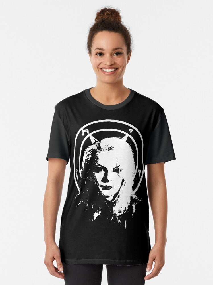 Satanic graphic t-shirt featuring Zeena LaVey, the daughter of Anton LaVey and the Church of Satan - Women