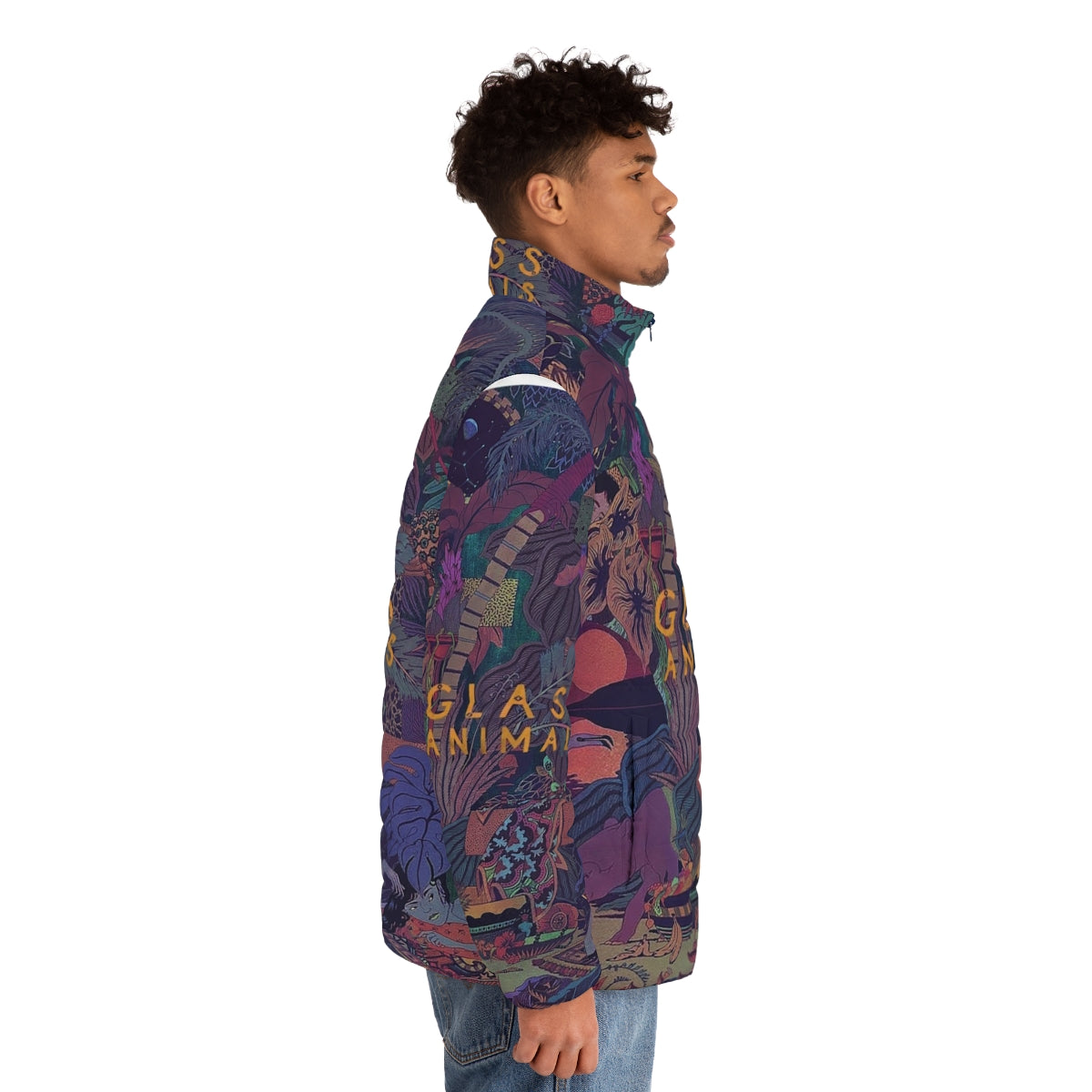 Glass Animals Zaba Puffer Jacket 2 with album art design - men side right