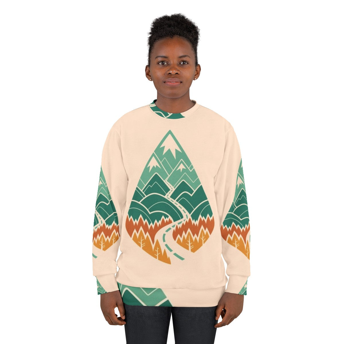 Explore the Road Ahead Summer Sweatshirt with road, mountains, and nature - women