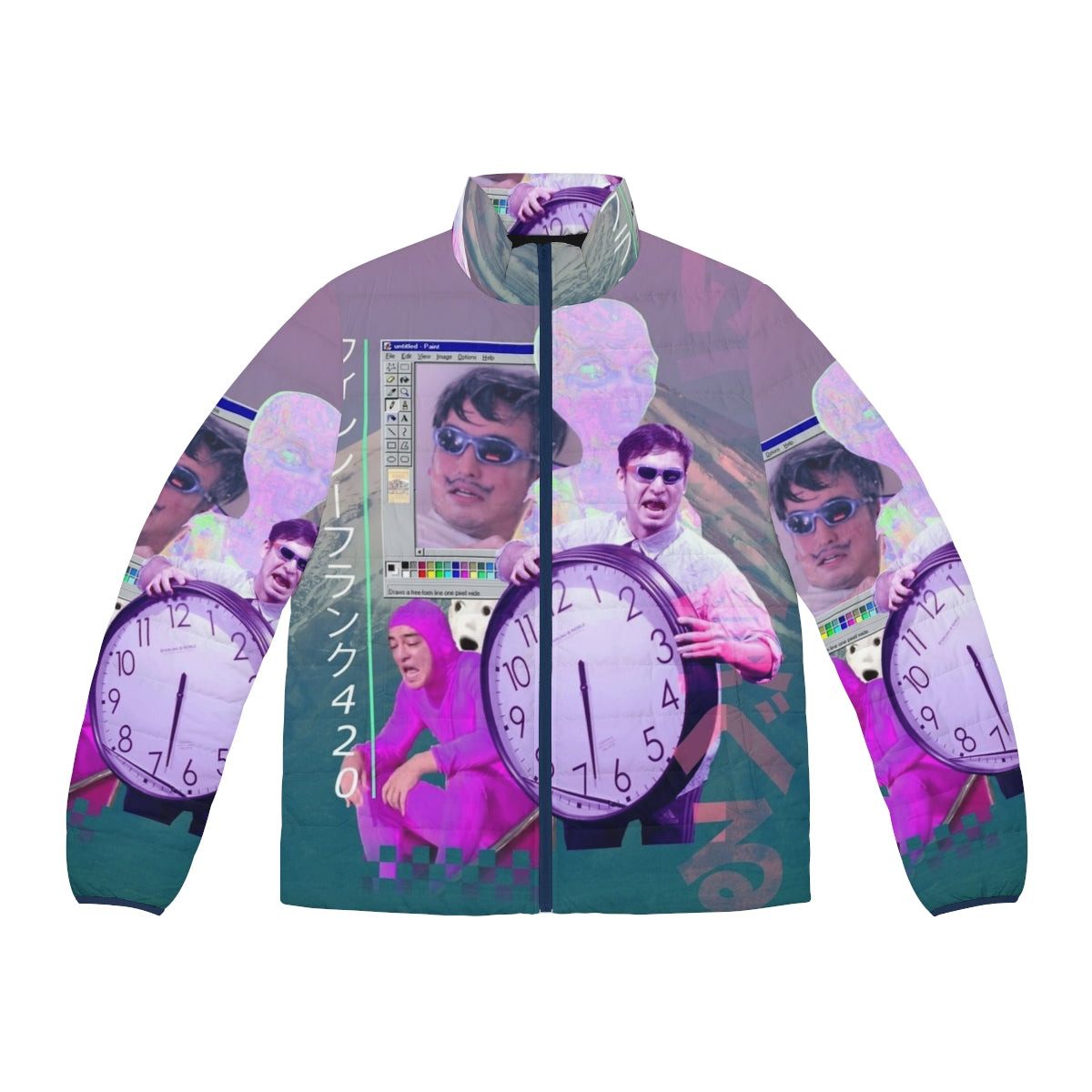 Filthy Frank 420 vaporwave puffer jacket with retro 90s aesthetic