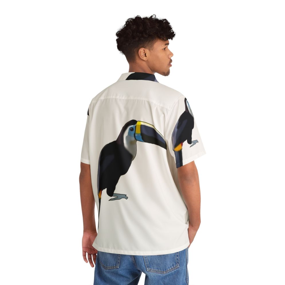 Blue toucan Hawaiian shirt with lush tropical print - People Back