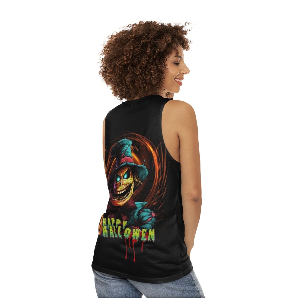 Spooky scarecrow unisex Halloween tank top - women back