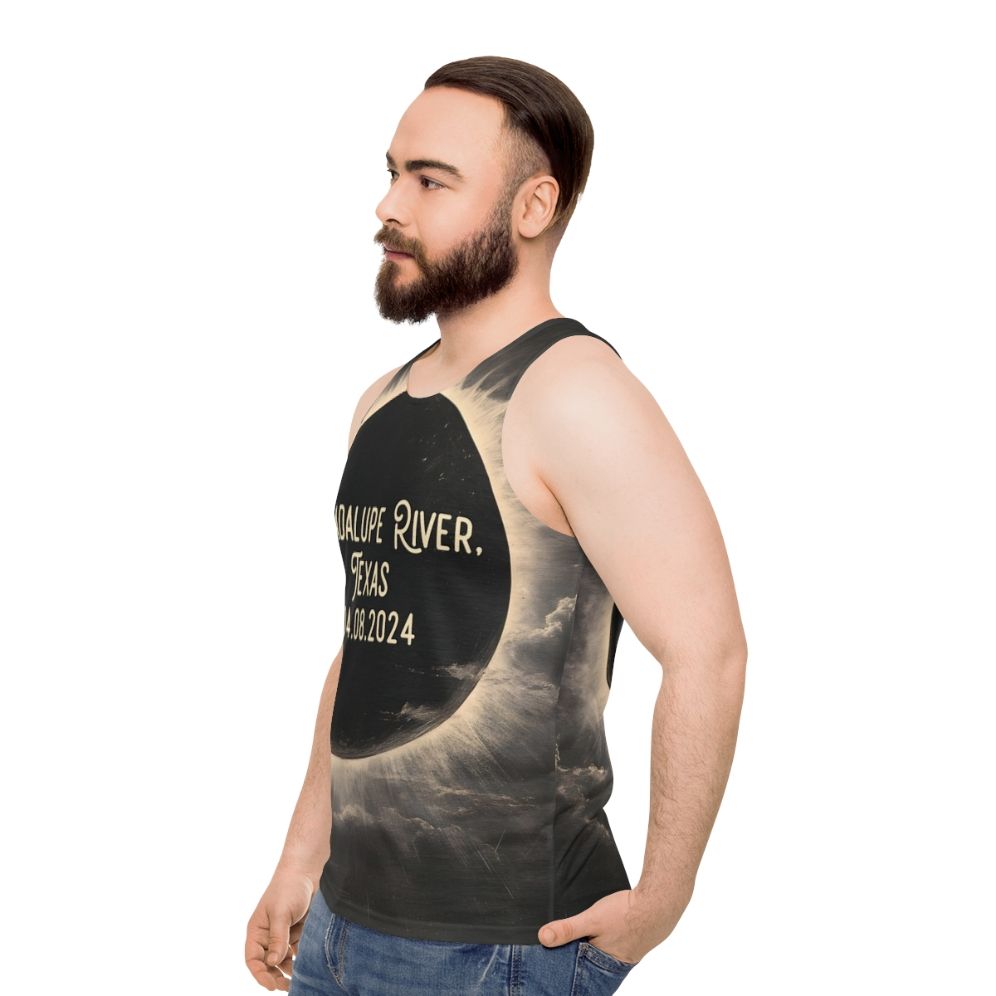 Guadalupe River Texas Total Eclipse Unisex Tank Top - men side