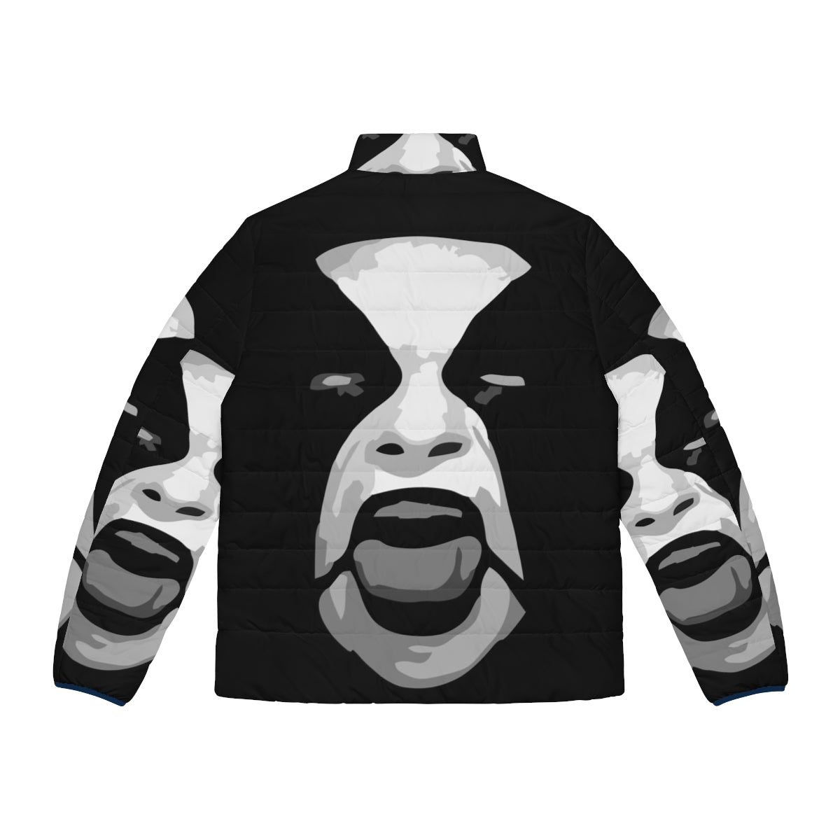 Abbath Black Metal Puffer Jacket with Corpse Paint Design - Back