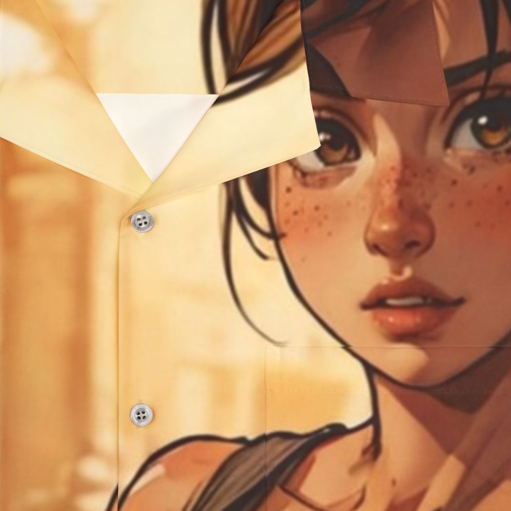 Young Lara Croft in Hawaiian Shirt from Anime Parody - Detail