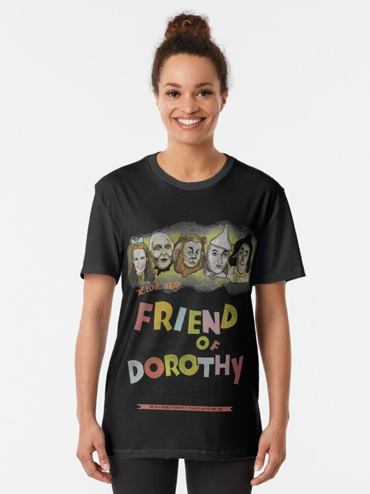 "Friend of Dorothy" graphic t-shirt featuring Wizard of Oz inspired imagery and LGBTQ+ themes - Women