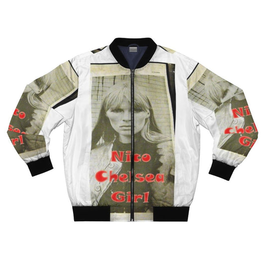 Stylish bomber jacket featuring Nico, Chelsea Girl, Velvet Underground, and Andy Warhol imagery