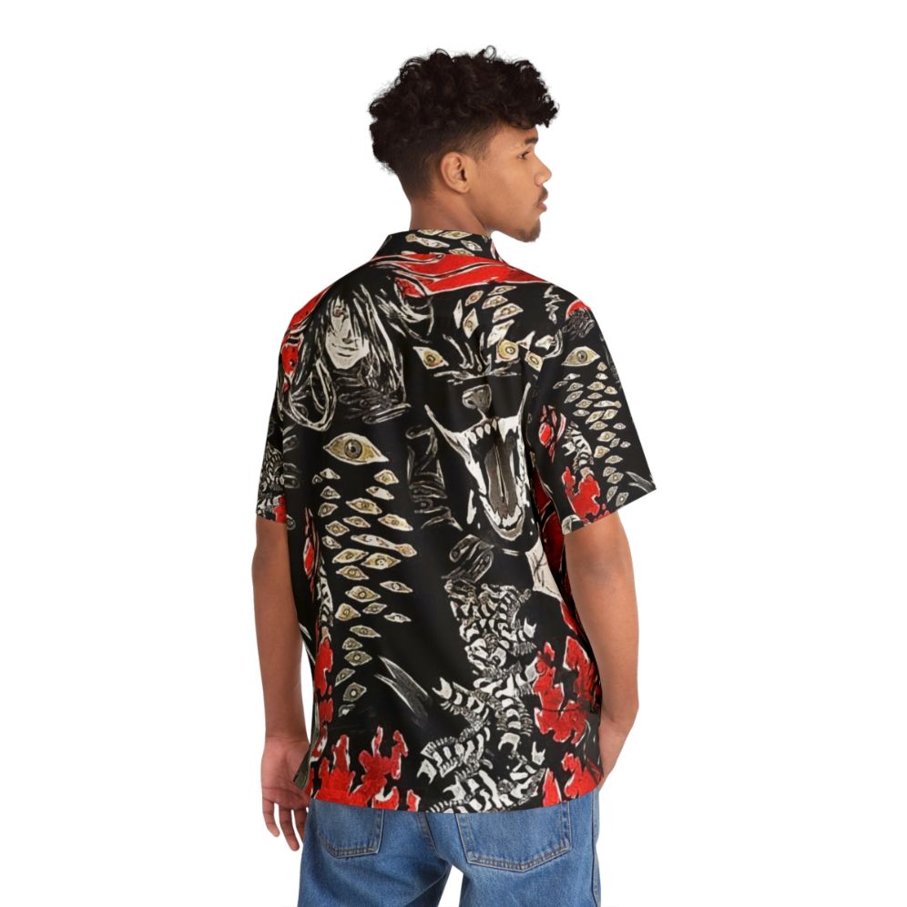 Hellsing Alucard Hawaiian Shirt with Vampire and Bat Motifs - People Back