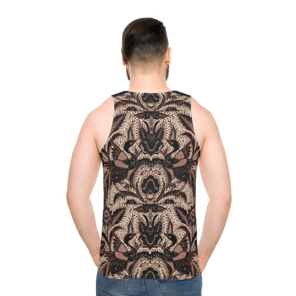 Batik Unisex Tank Top with Bird and Flower Motif - men back