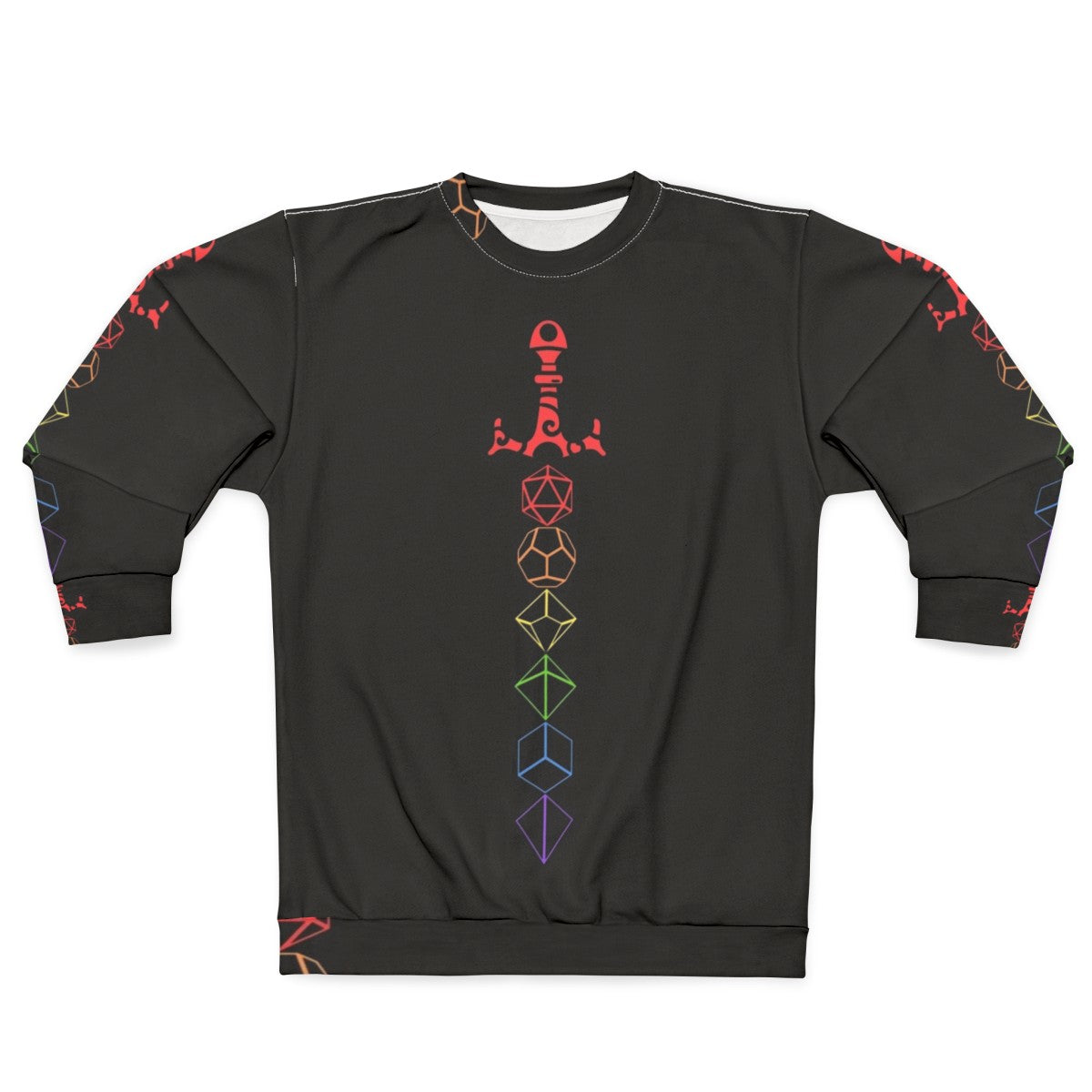 Rainbow dice sword tabletop RPG gaming sweatshirt