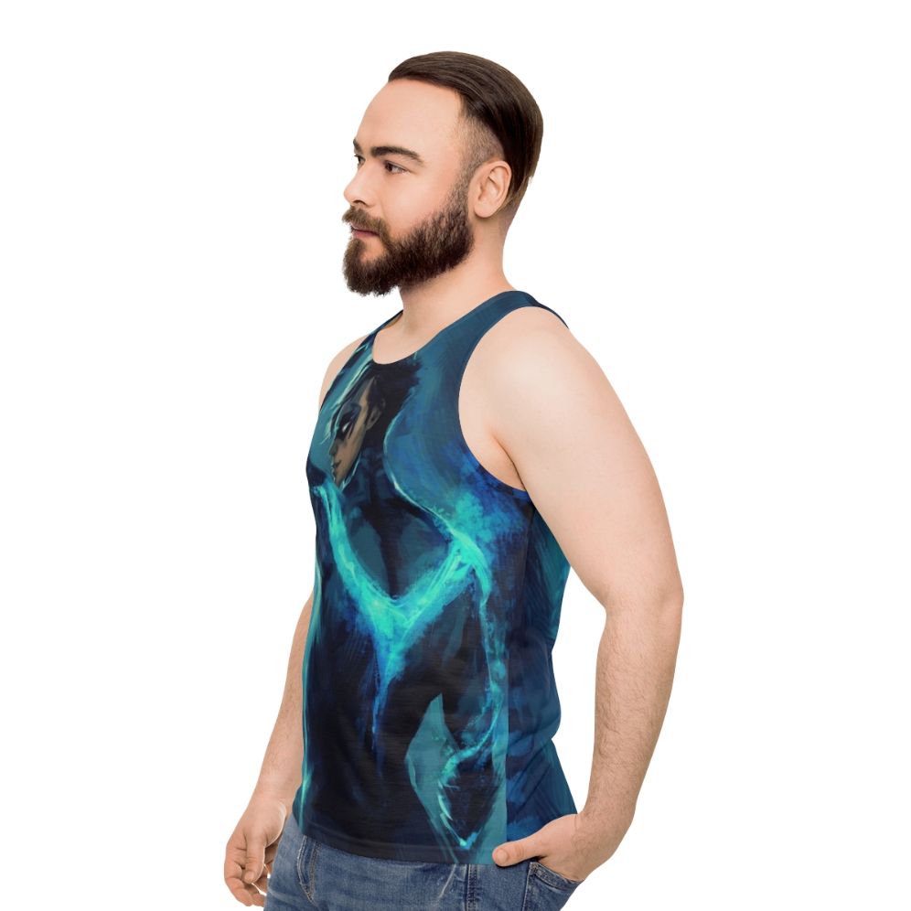 Nightwing superhero unisex blue tank top - men side