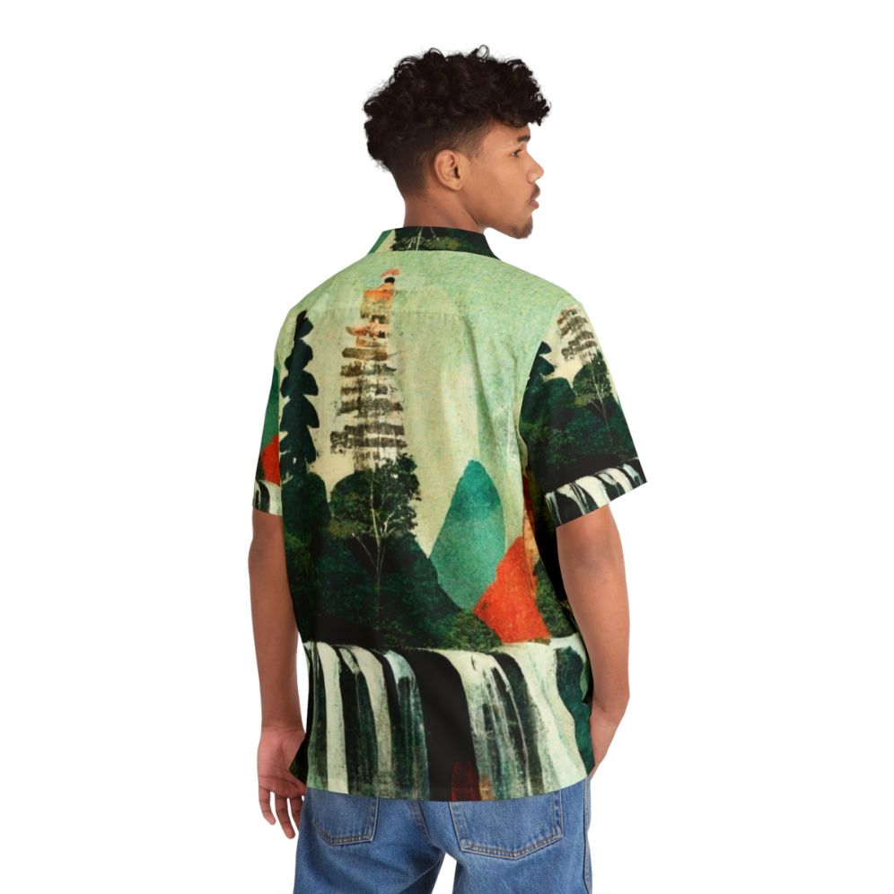 Waterfalls Artwork Collage Hawaiian Shirt - People Back