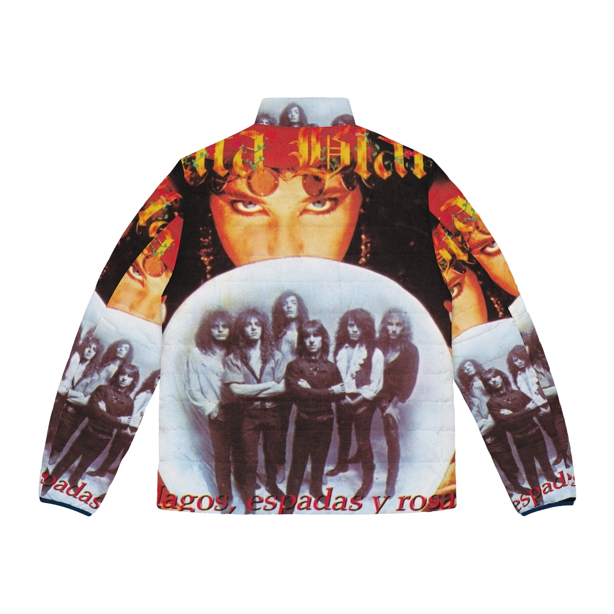 Rata Blanca Heavy Metal Puffer Jacket featuring the album "Espadas Y Rosas" - Back