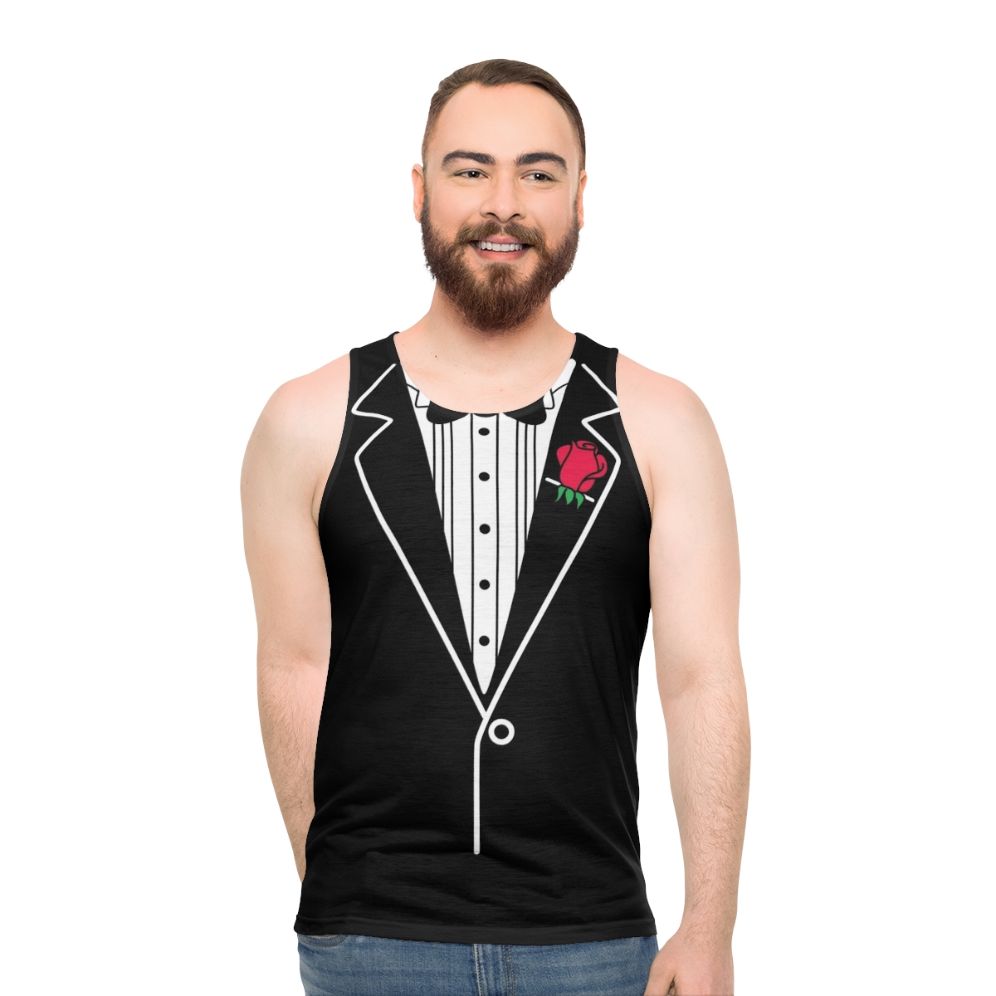 Tuxedo-inspired unisex tank top - men