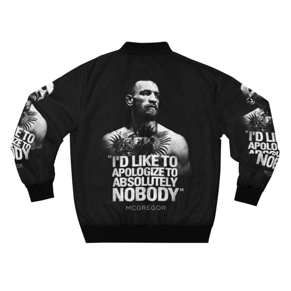 Conor McGregor wearing the "Apologize to Absolutely Nobody" UFC 205 bomber jacket - Back