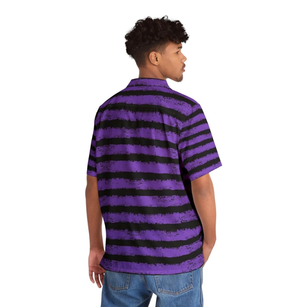 Black and purple splatter stripe Hawaiian shirt - People Back