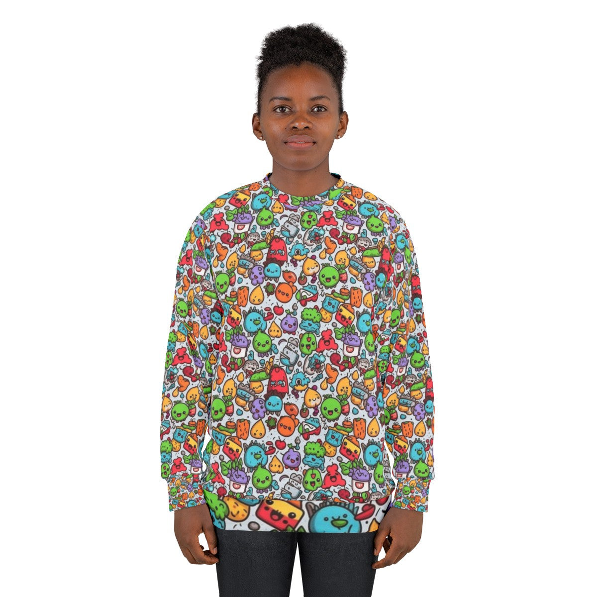 Hobbies cartoon animal fruit pattern modern abstract sweatshirt - women