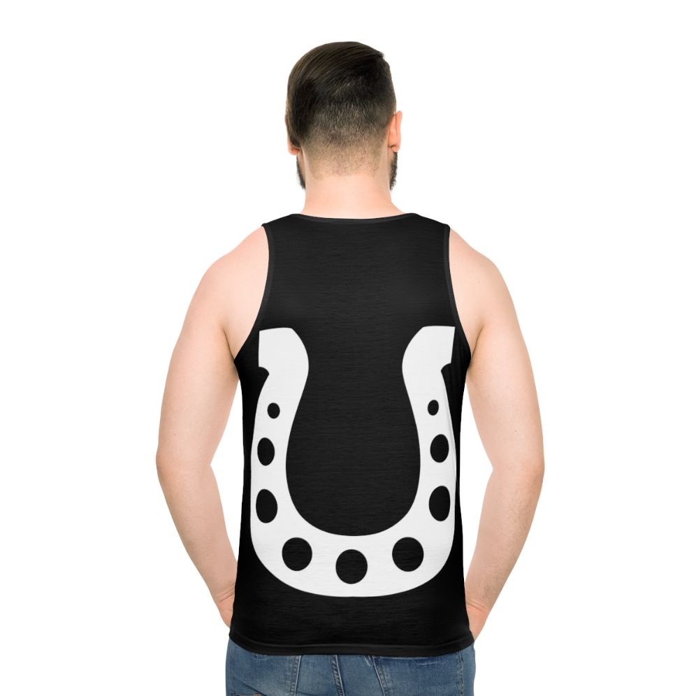 Lucky Horseshoe Unisex White Tank Top - men back