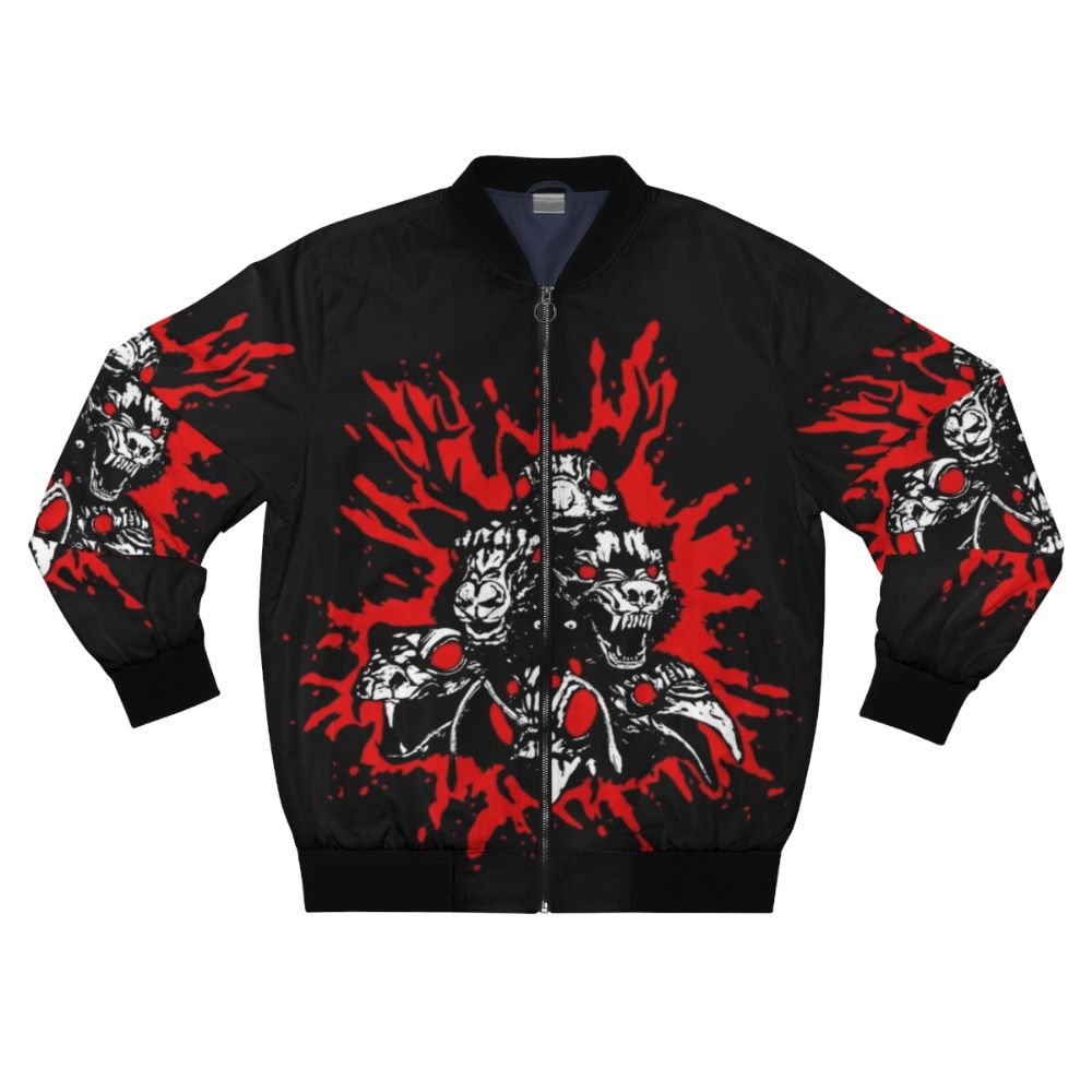 Blood Totems Horror Bomber Jacket with Raven, Squirrel, Wolf, and other Occult Symbols