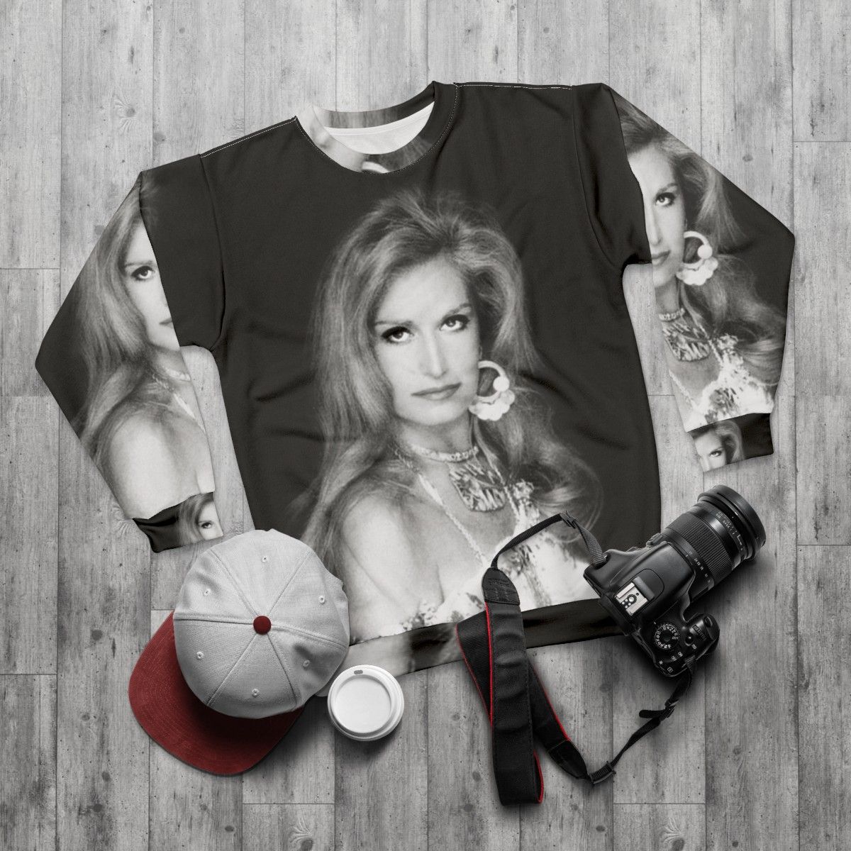 Dalida Sweatshirt with Colorful Music Artist Graphics - flat lay