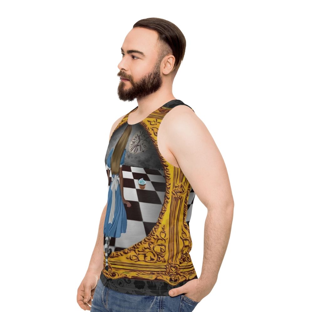 Unisex "Through The Looking Glass" Alice in Wonderland Fantasy Tank Top - men side