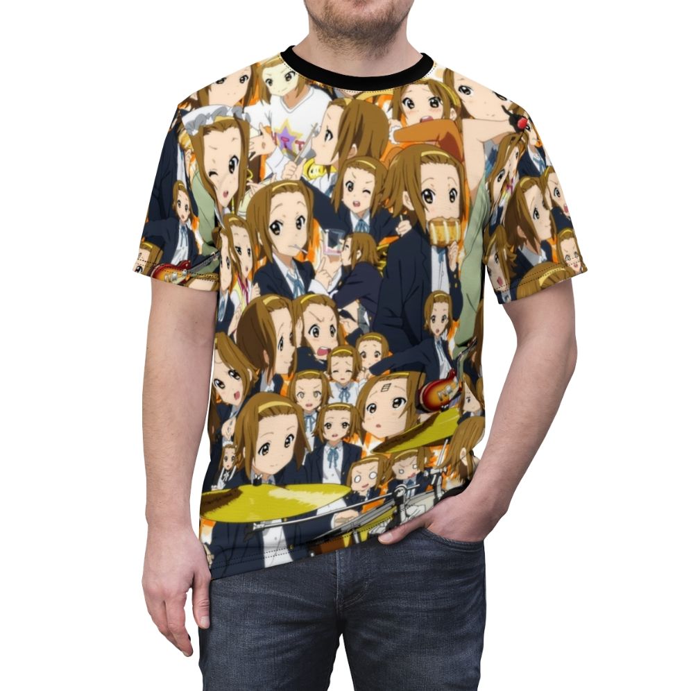 Anime-themed t-shirt design featuring Ritsu, the drummer from the popular K-On series - men front