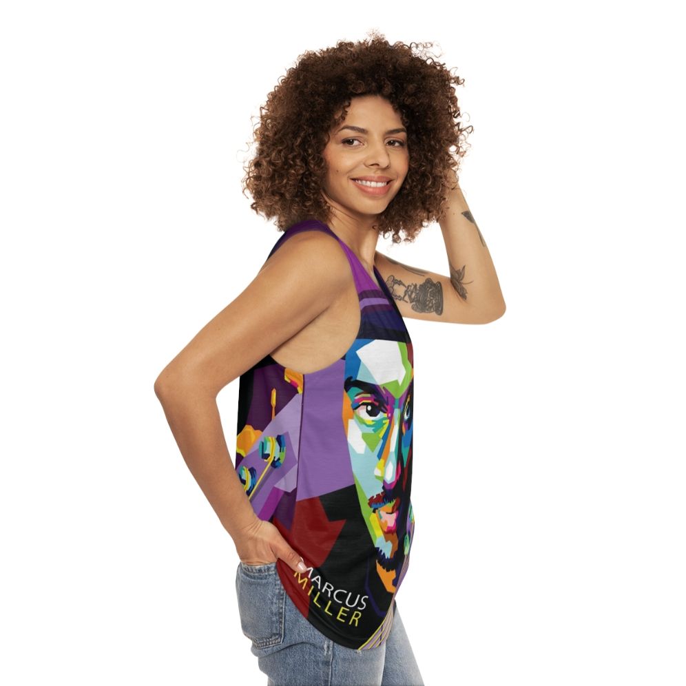 Marcus Miller pop art illustration unisex tank top - women side