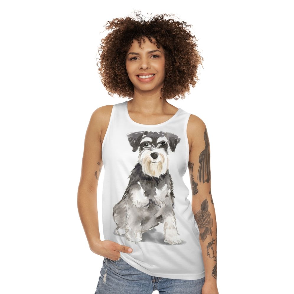 Watercolor Miniature Schnauzer Dog Portrait Tank Top - women