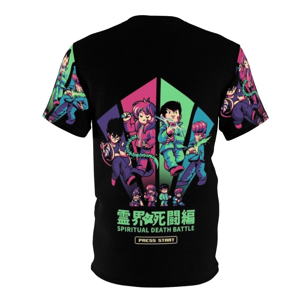 Spiritual Battle Inspired T-shirt with Nostalgic Anime Pixel Art Design - Back