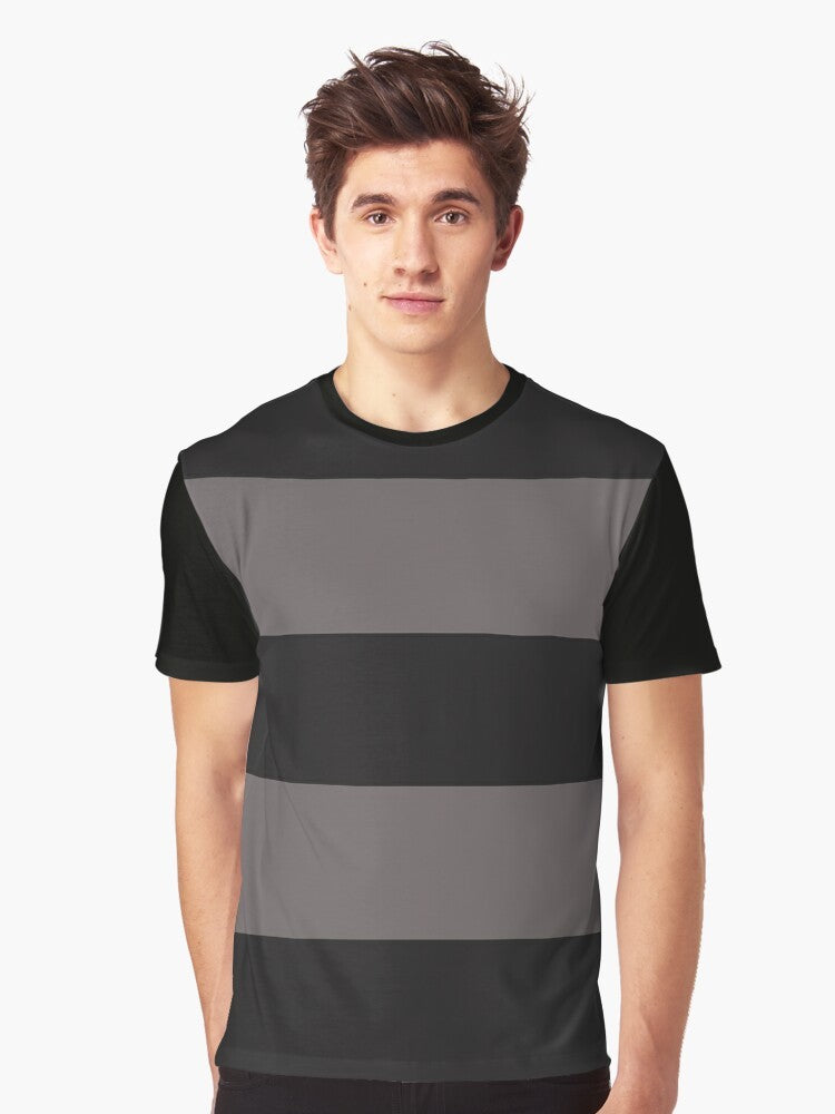 Minimalist black and grey striped graphic t-shirt - Men