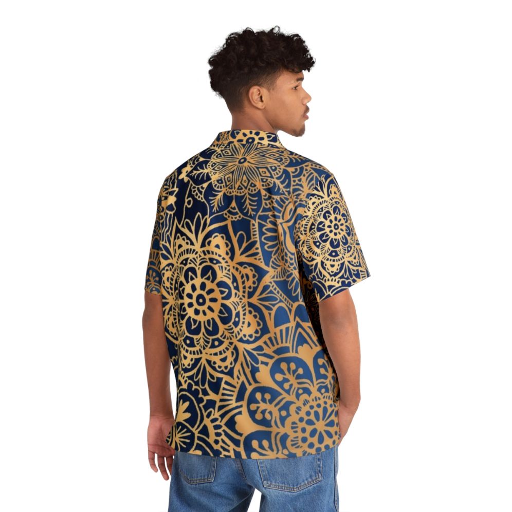 Blue and gold mandala pattern Hawaiian shirt - People Back