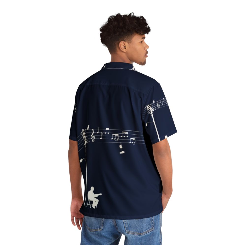 Wired Sound White Hawaiian Shirt with Musical Elements - People Back