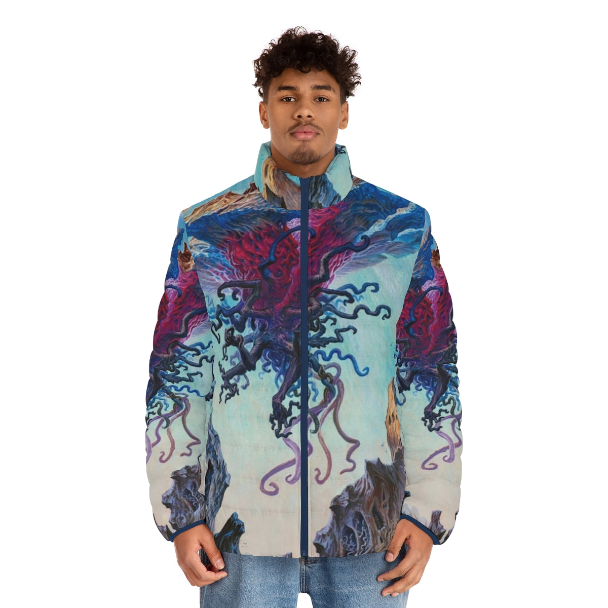 Emrakul The Aeons Torn Eldrazi Puffer Jacket featuring the epic MTG monster - men front